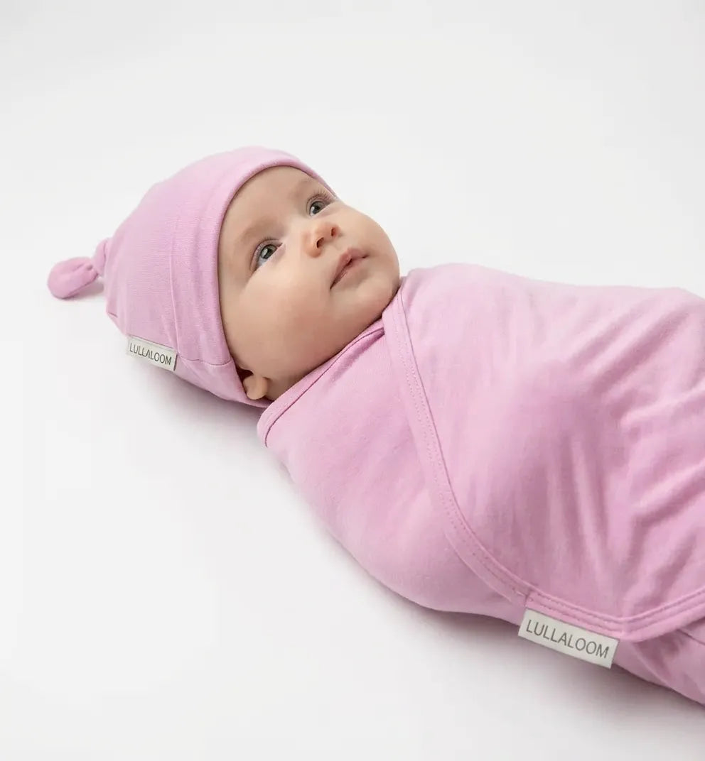 Bamboo Spandex Swaddle & Hat Set - Pink