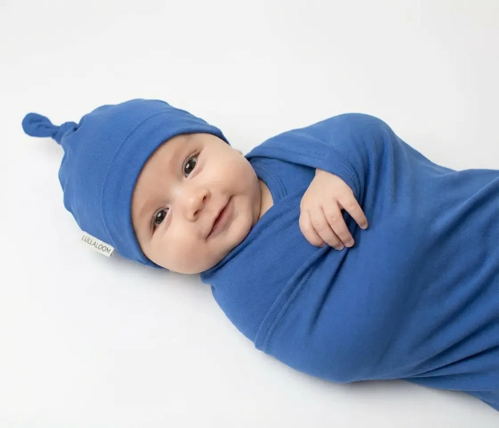 Bamboo Spandex Swaddle & Hat Set - Soft Loyal Blue