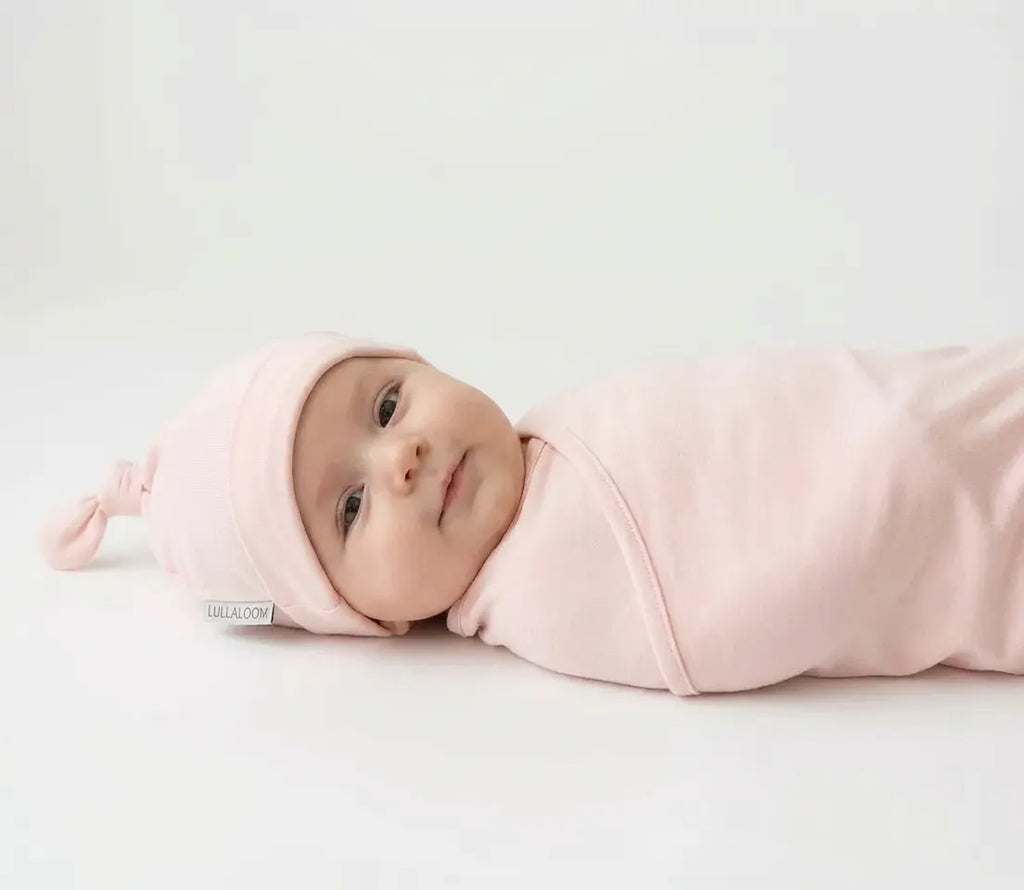 Bamboo Spandex Swaddle & Hat Set - Blush Beige